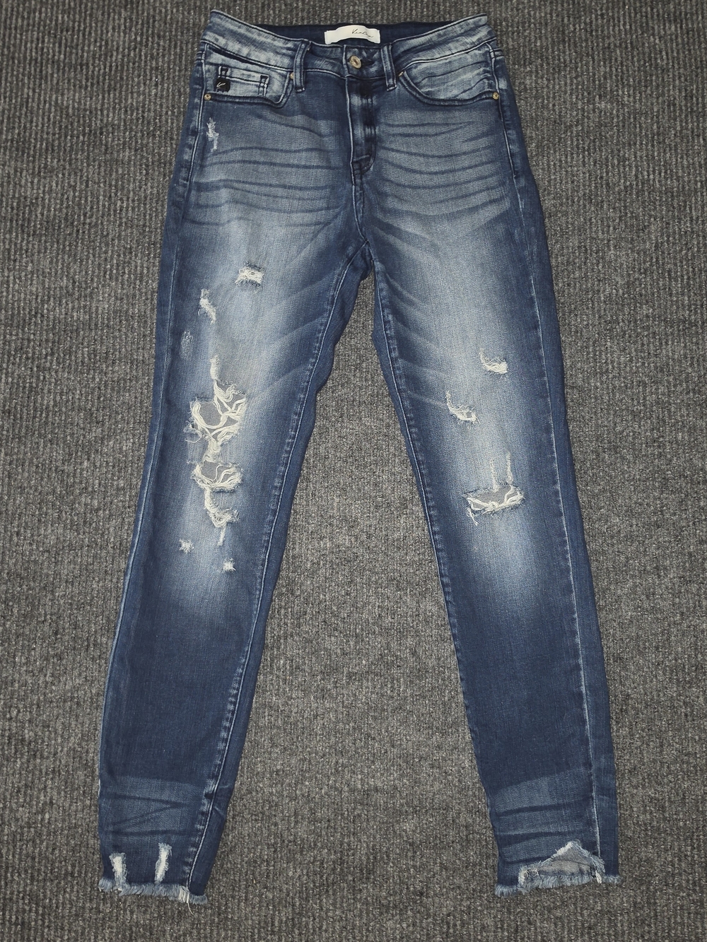 KanCan Women's Skinny Distressed Medium Blue Jeans